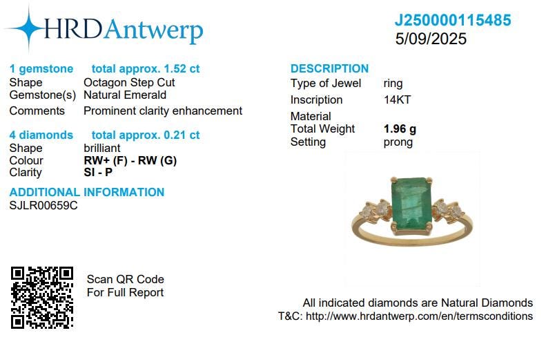 Natural Emerald Cut Emerald Diamond Ring