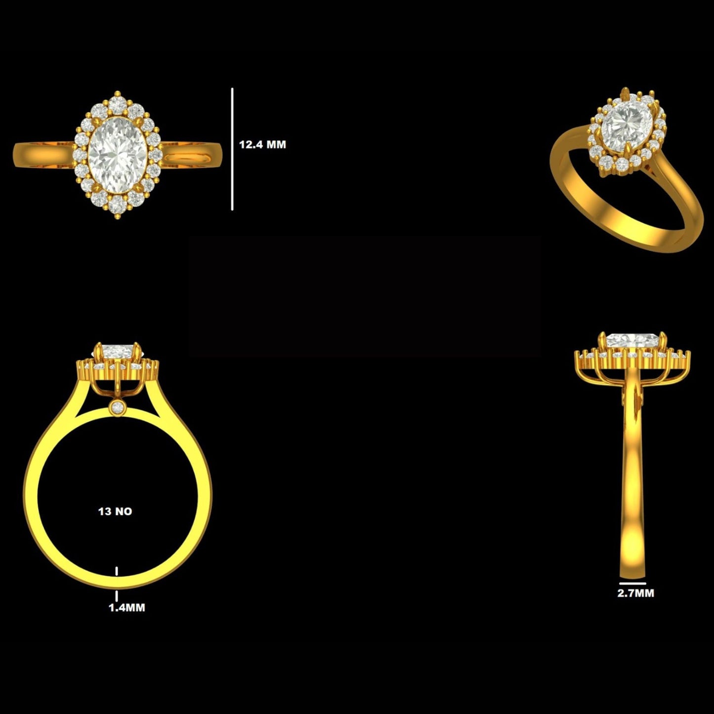 Halo Oval Solitaire Natural Diamond Ring