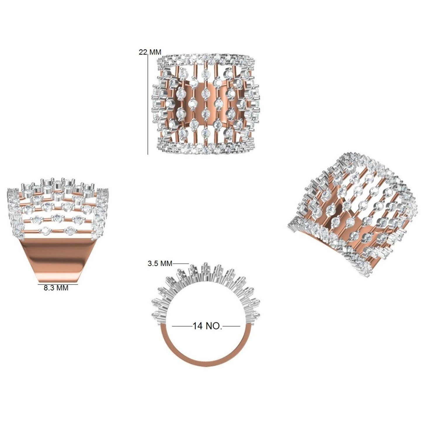 Lattice Openwork Natural Diamond Ring