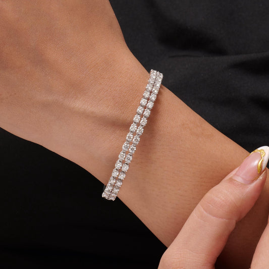 Double Row Natural Diamond Bangle