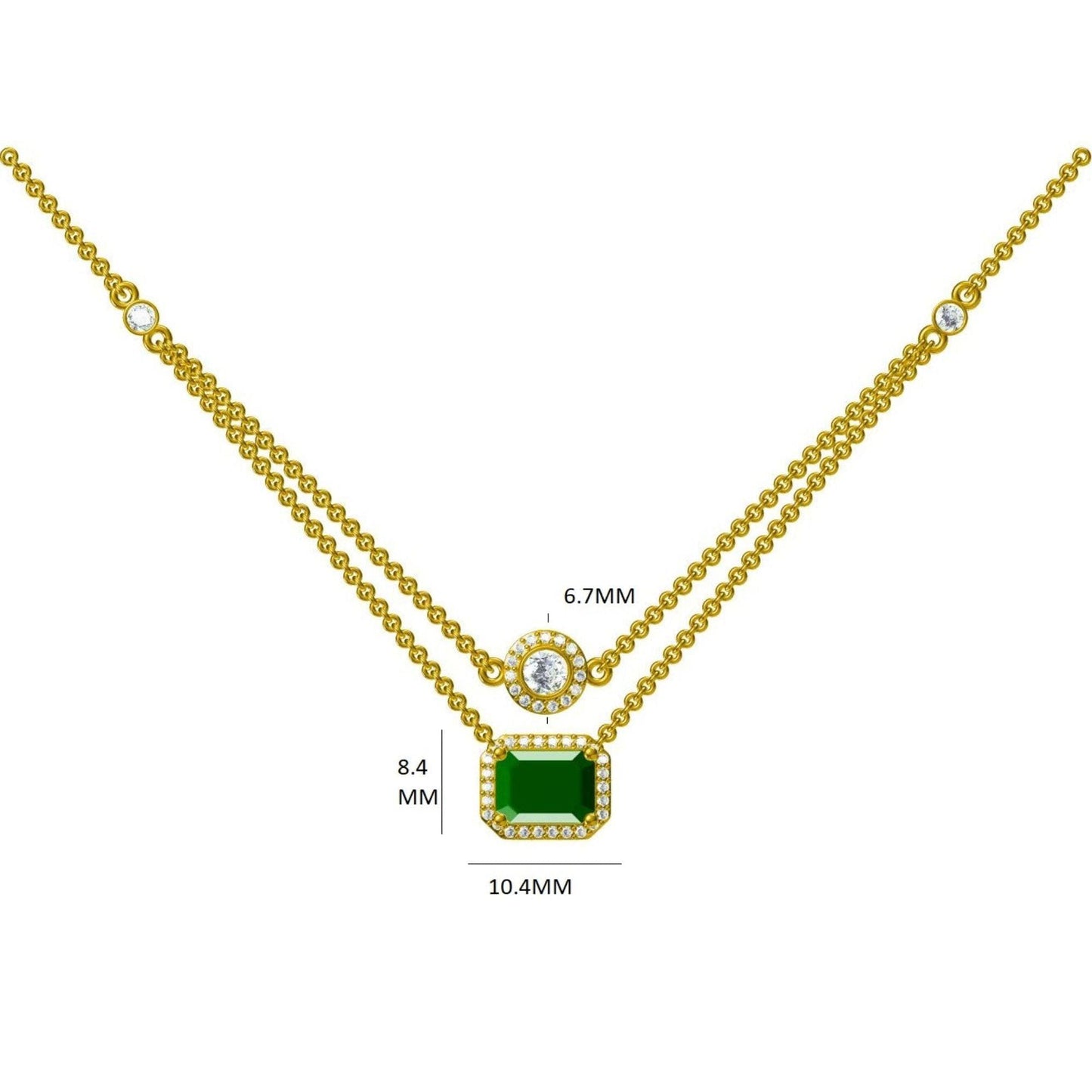 Layered Natural Emerald Diamond Necklace