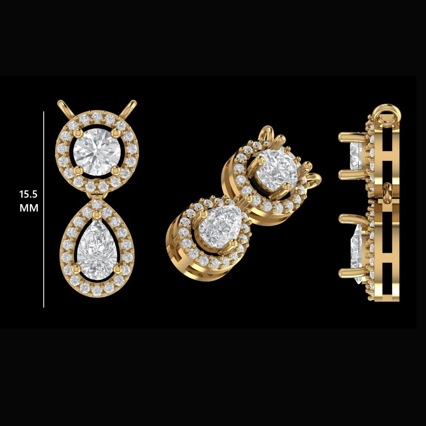 Round Pear Natural Diamond Stacking Necklace