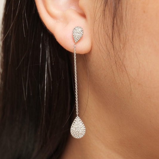 Teardrop Chain Natural Diamond Drop Earrings
