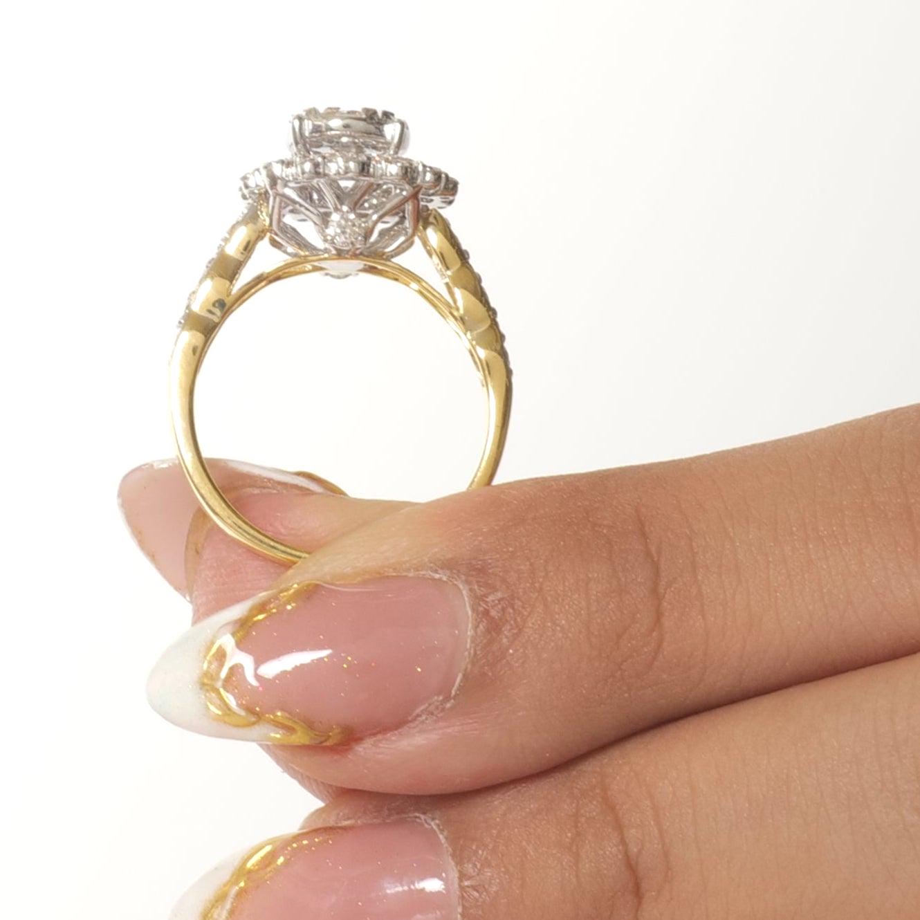 Floral Halo Cluster Natural Diamond Ring