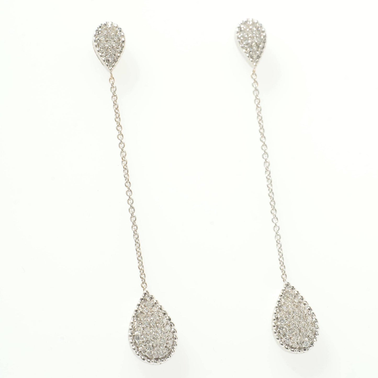 Teardrop Chain Natural Diamond Drop Earrings