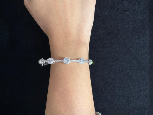 Oval Natural Diamond Station Cuff Bracelet