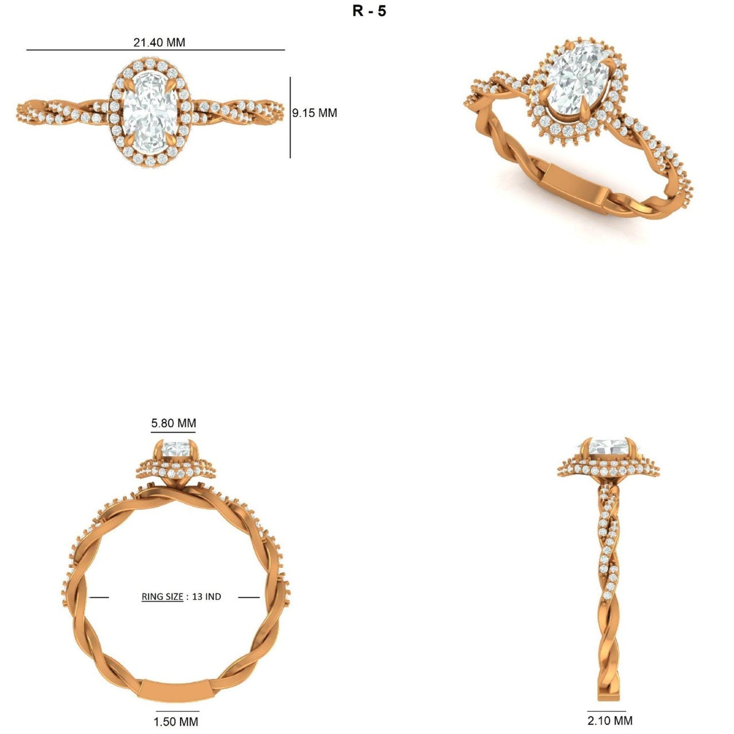 Oval Halo Natural Diamond Ring