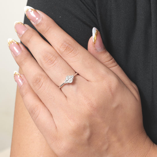 Oval Solitaire Cluster Natural Diamond Ring