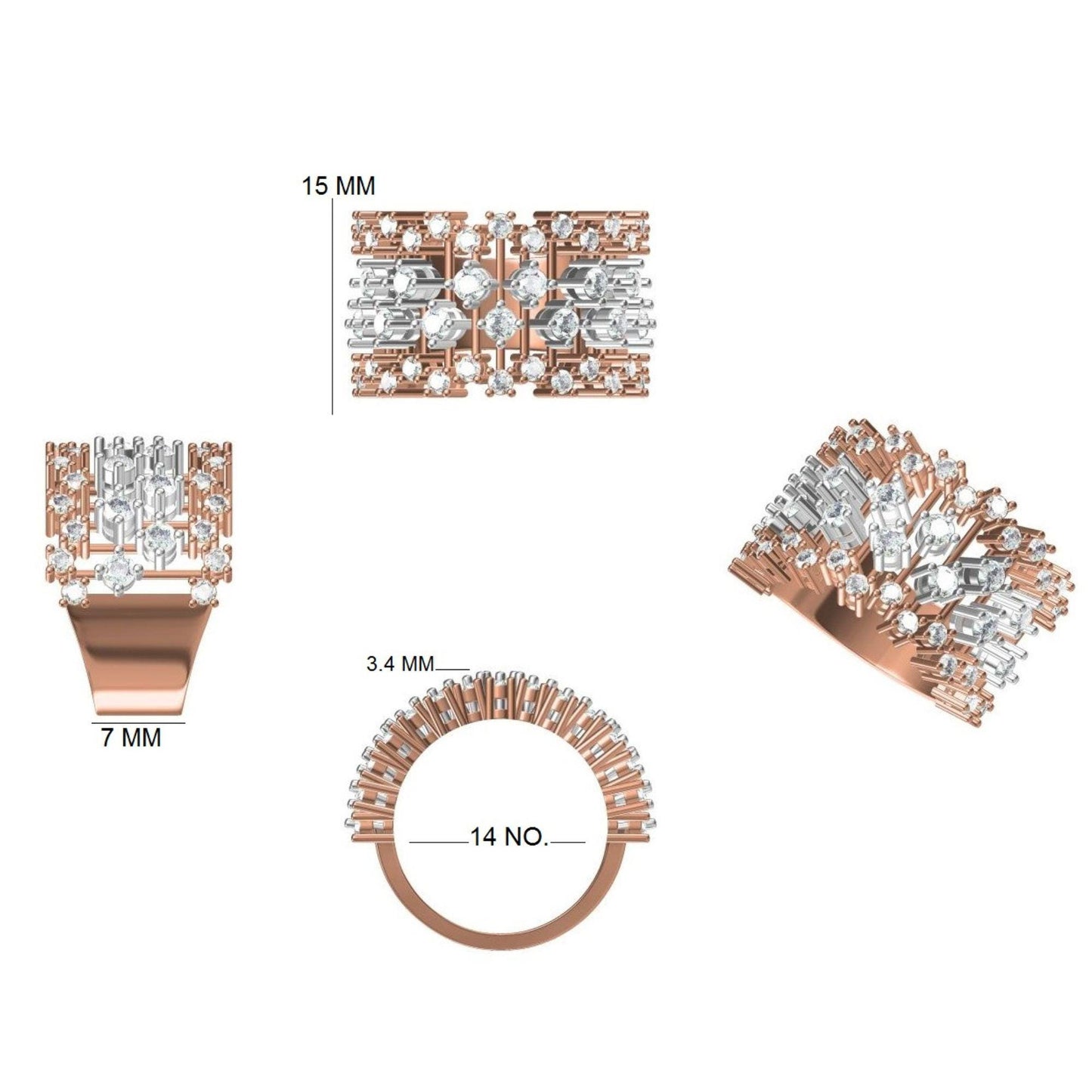 Starburst Celestial Natural Diamond Wide Ring