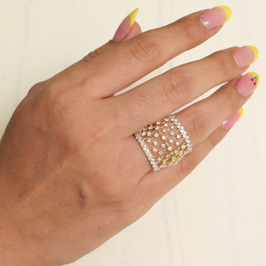 Lattice Openwork Natural Diamond Ring