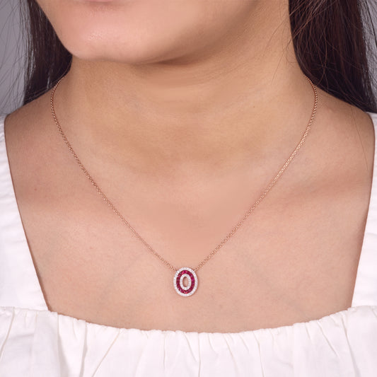 Ruby Halo Pendant Necklace