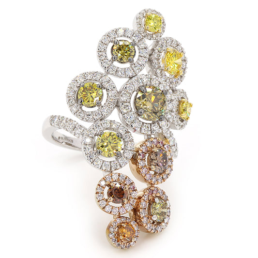 Natural Yellow Brown Diamond Floral Ring