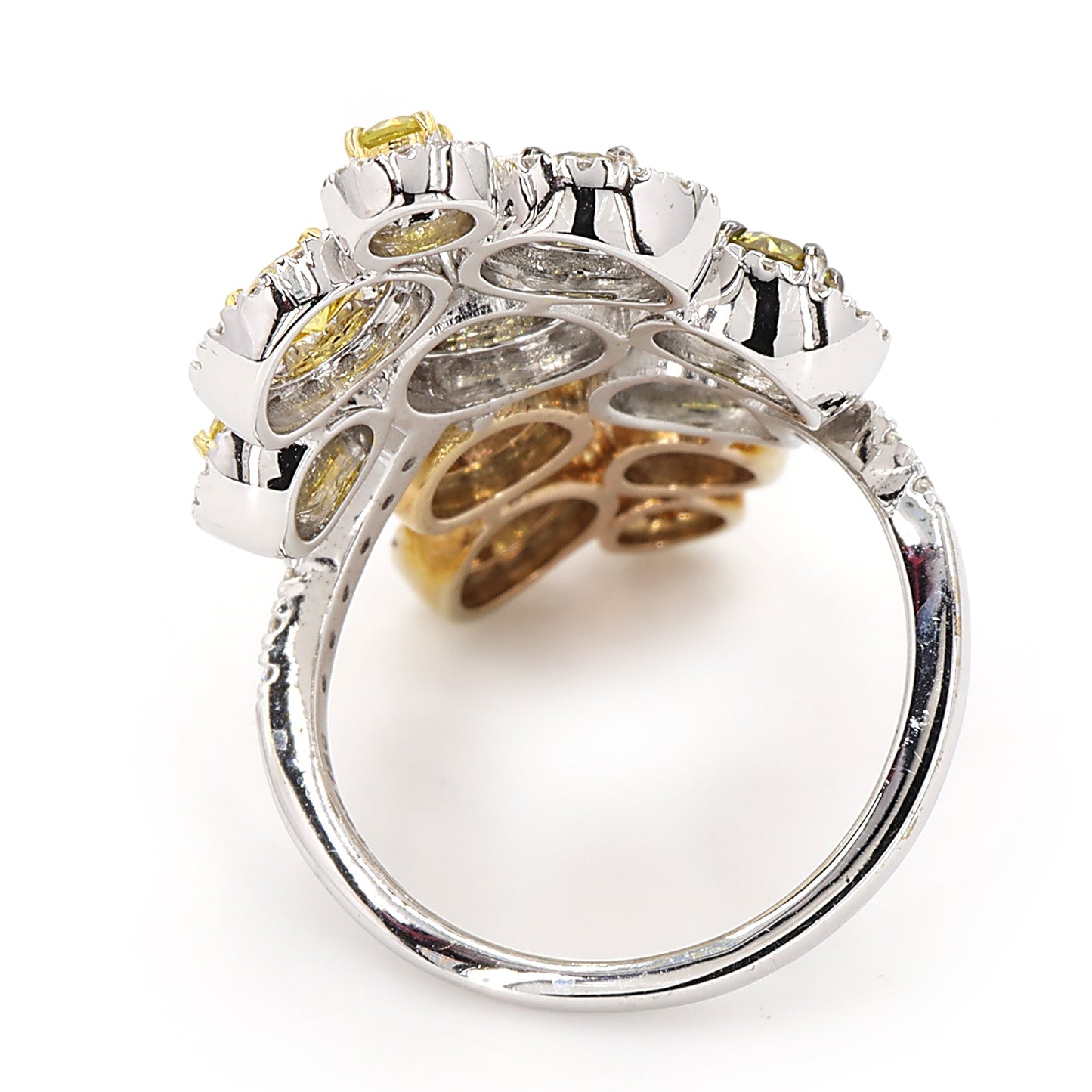 Natural Yellow Brown Diamond Floral Ring