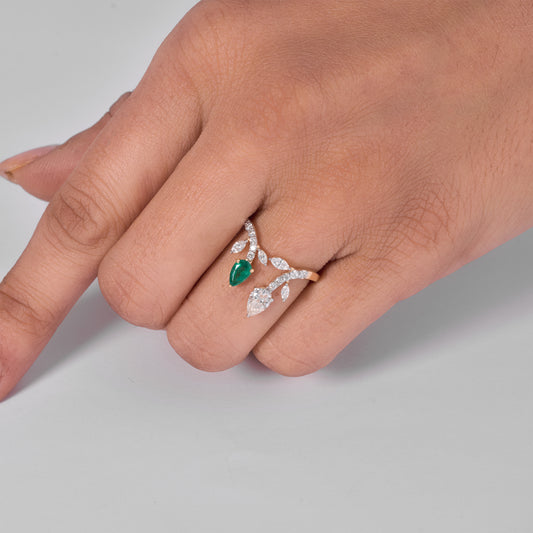 Emerald Tiara Diamond Ring