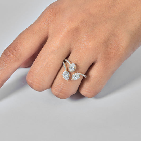 Fancy Cut Natural Diamond Open Ring
