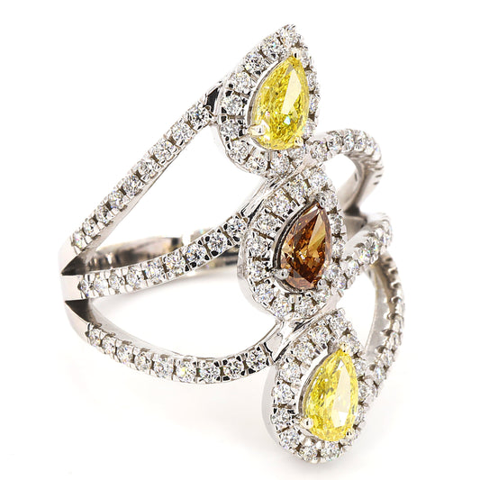 Pear Floral Fancy Color Dimaond Ring