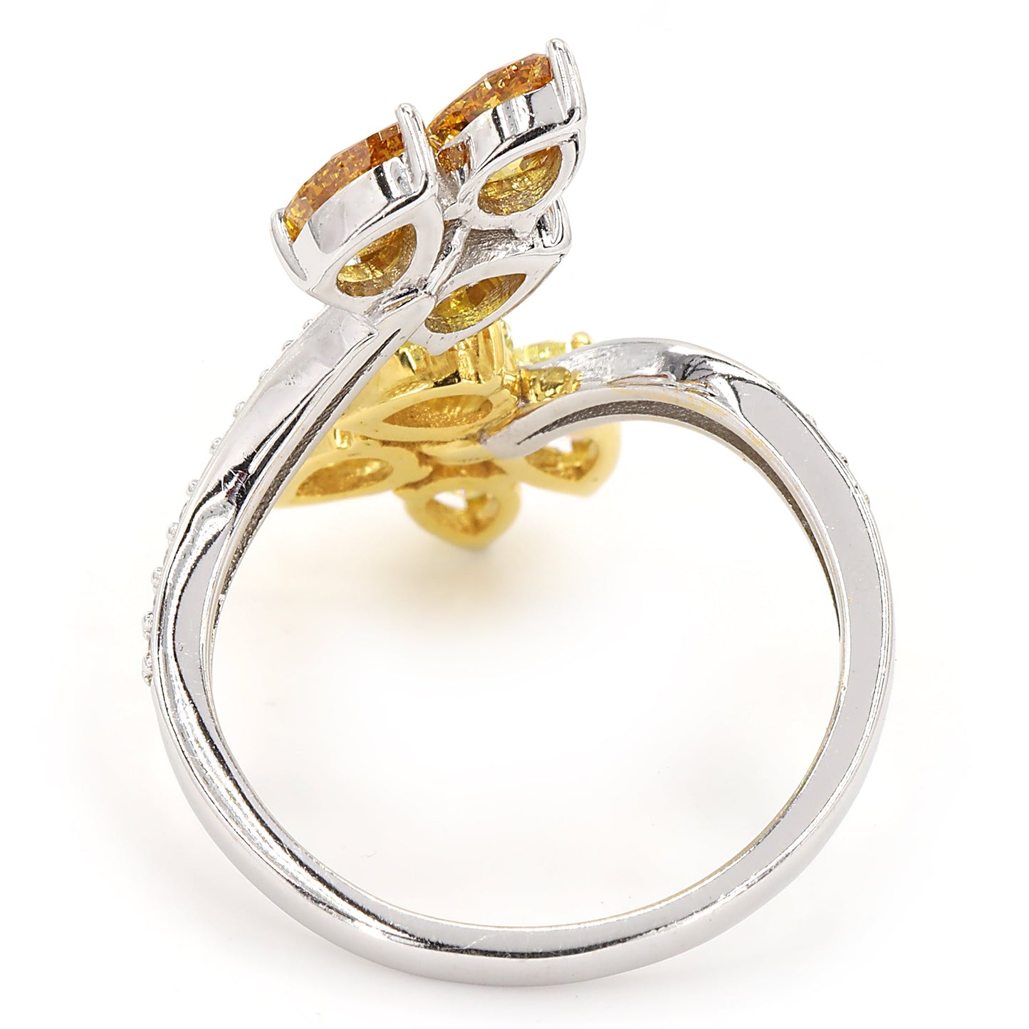 Floral Natural Diamond Bypass Ring