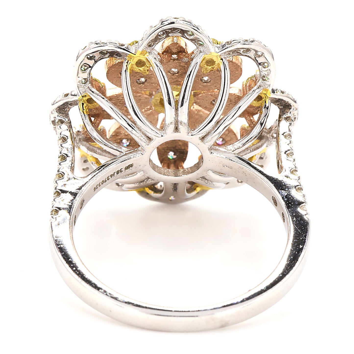 Floral Yellow Natural Diamond Cluster Ring