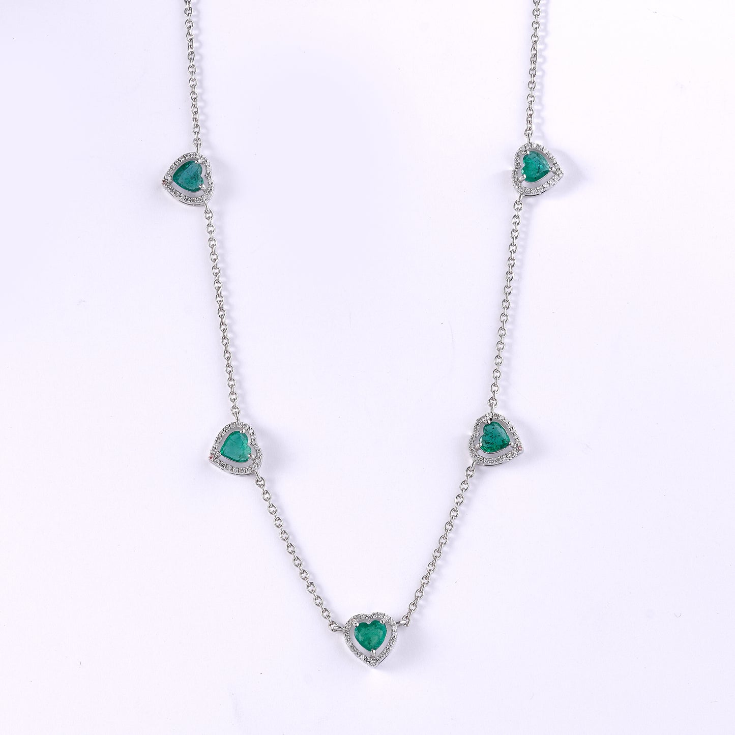 Emerald Heart Station Necklace