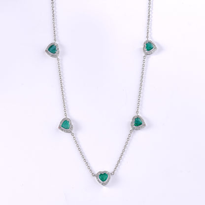 Emerald Heart Station Necklace