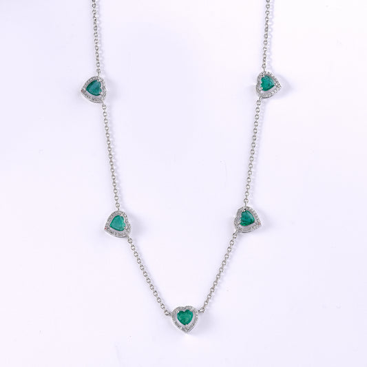 Emerald Heart Station Necklace