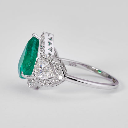 Emerald Diamond Three Stone Ring