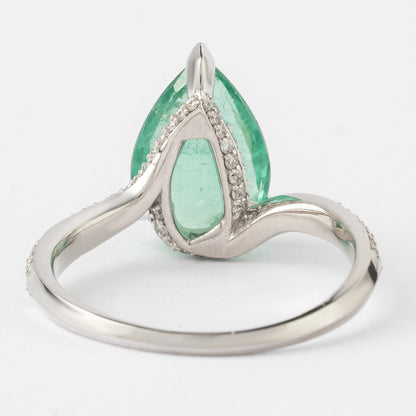Pear Emerald Diamond Ring