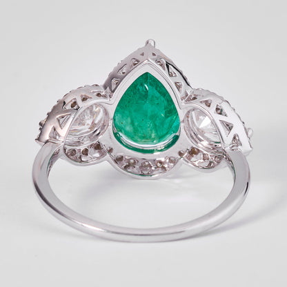 Emerald Diamond Three Stone Ring