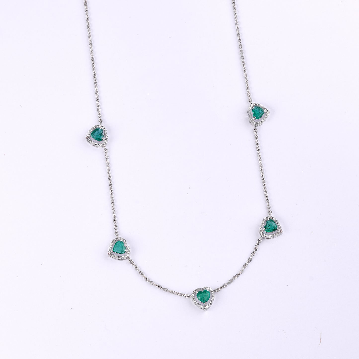 Emerald Heart Station Necklace