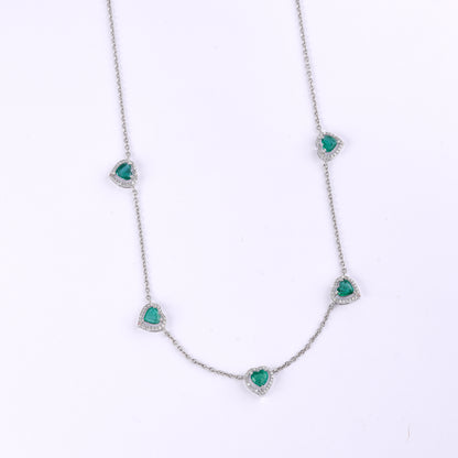 Emerald Heart Station Necklace