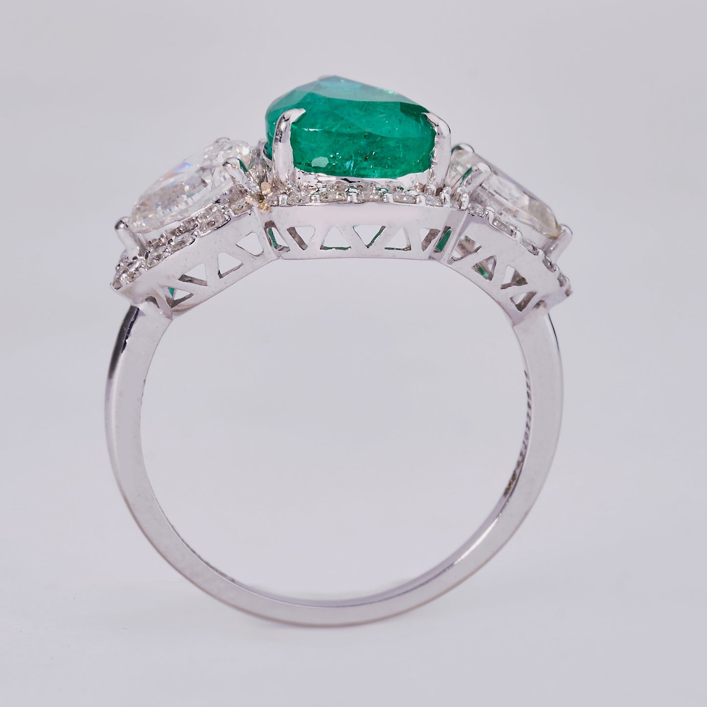 Emerald Diamond Three Stone Ring