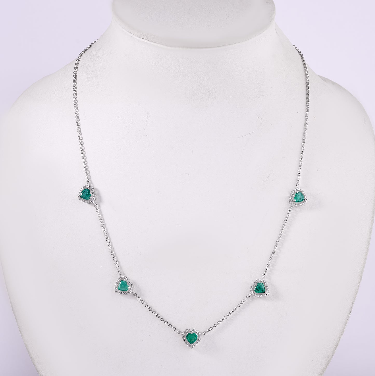 Emerald Heart Station Necklace