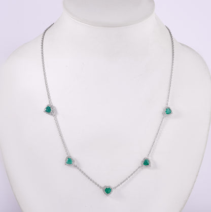 Emerald Heart Station Necklace