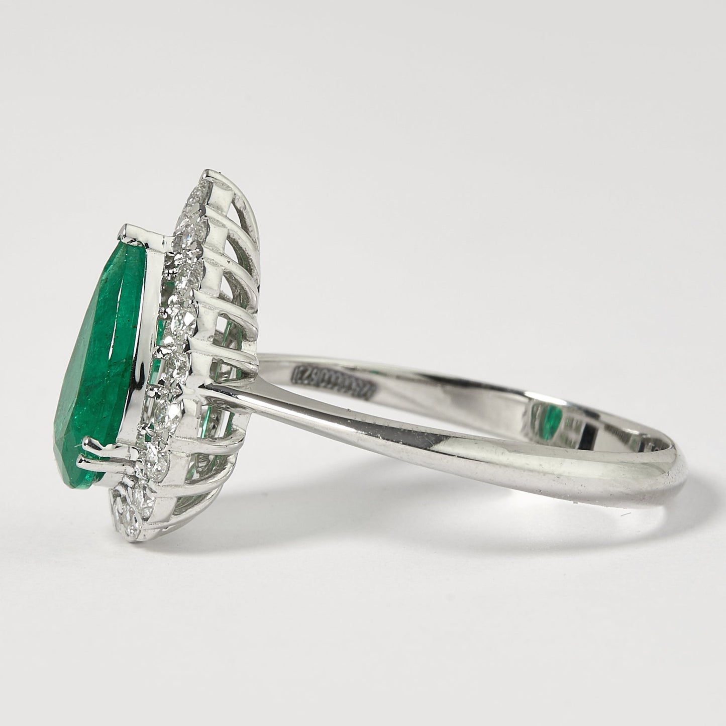 Pear Emerald Halo Diamond Ring