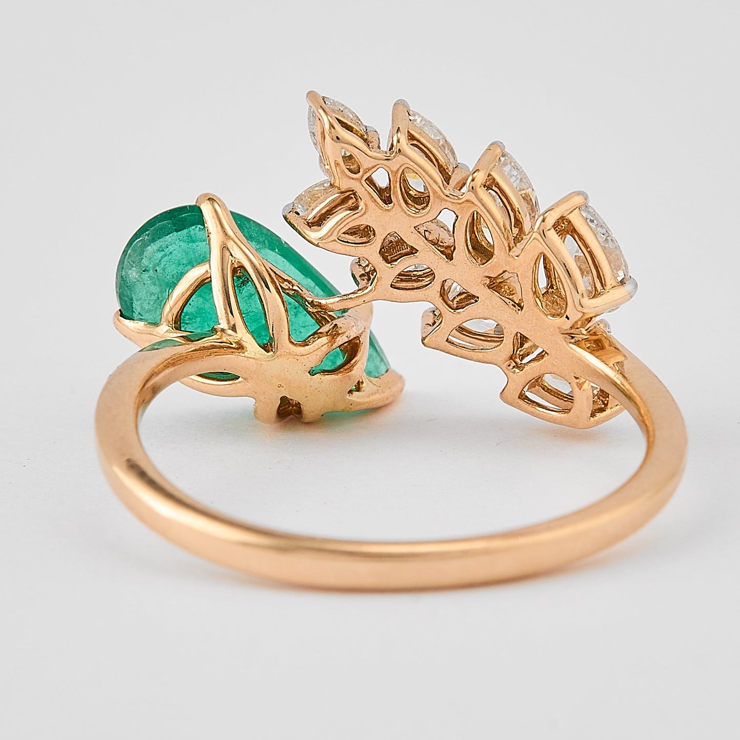 Pear Emerald Bypass Ring