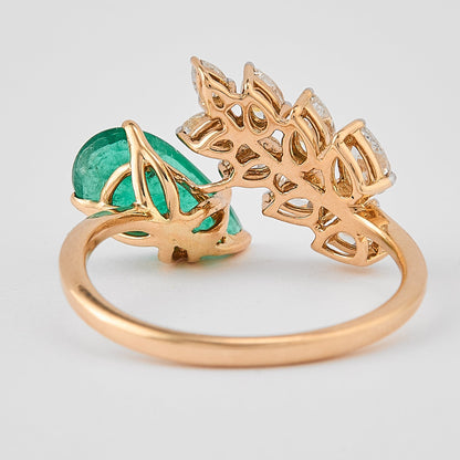 Pear Emerald Bypass Ring