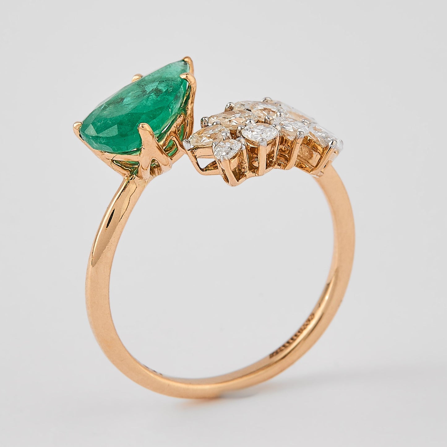 Pear Emerald Bypass Ring
