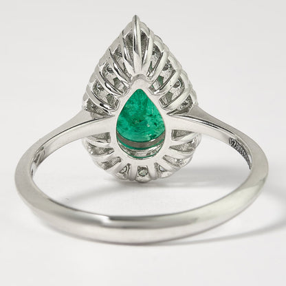 Pear Emerald Halo Diamond Ring