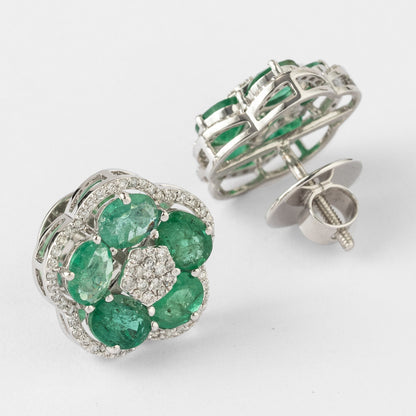 Emerald Flower Stud Earrings