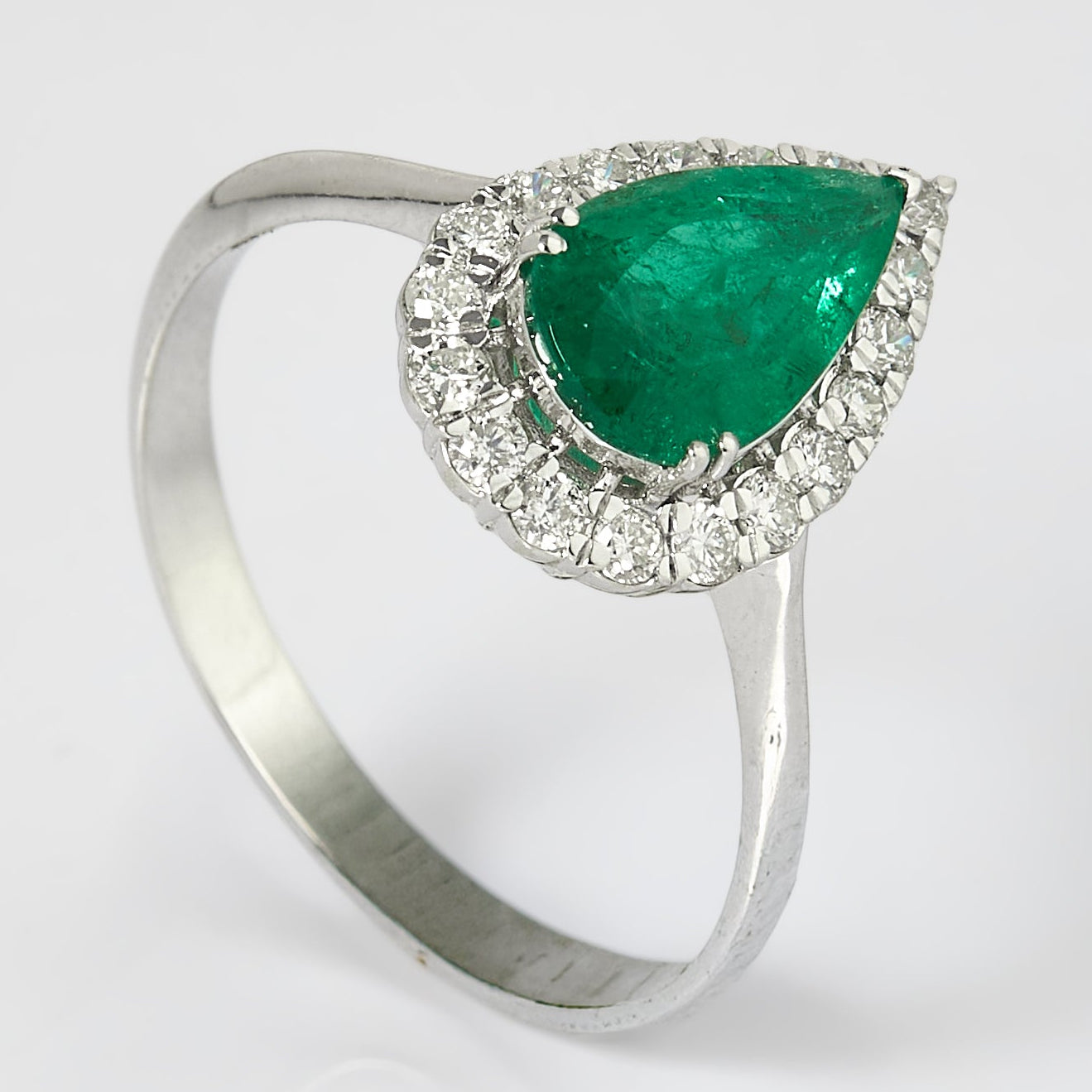 Pear Emerald Halo Diamond Ring