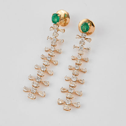 Emerald Diamond Drop Earrings