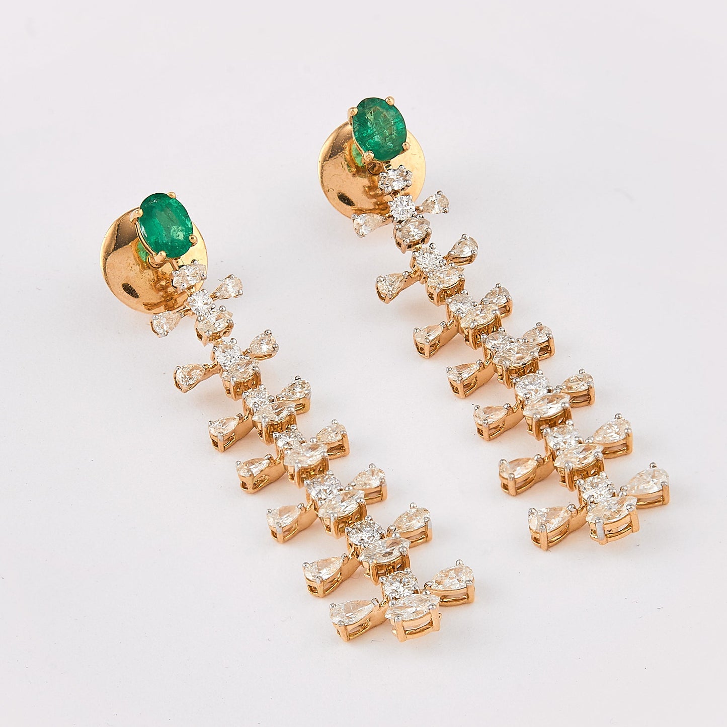 Emerald Diamond Drop Earrings