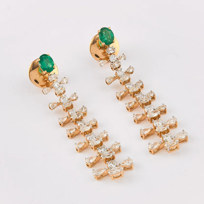 Emerald Diamond Drop Earrings