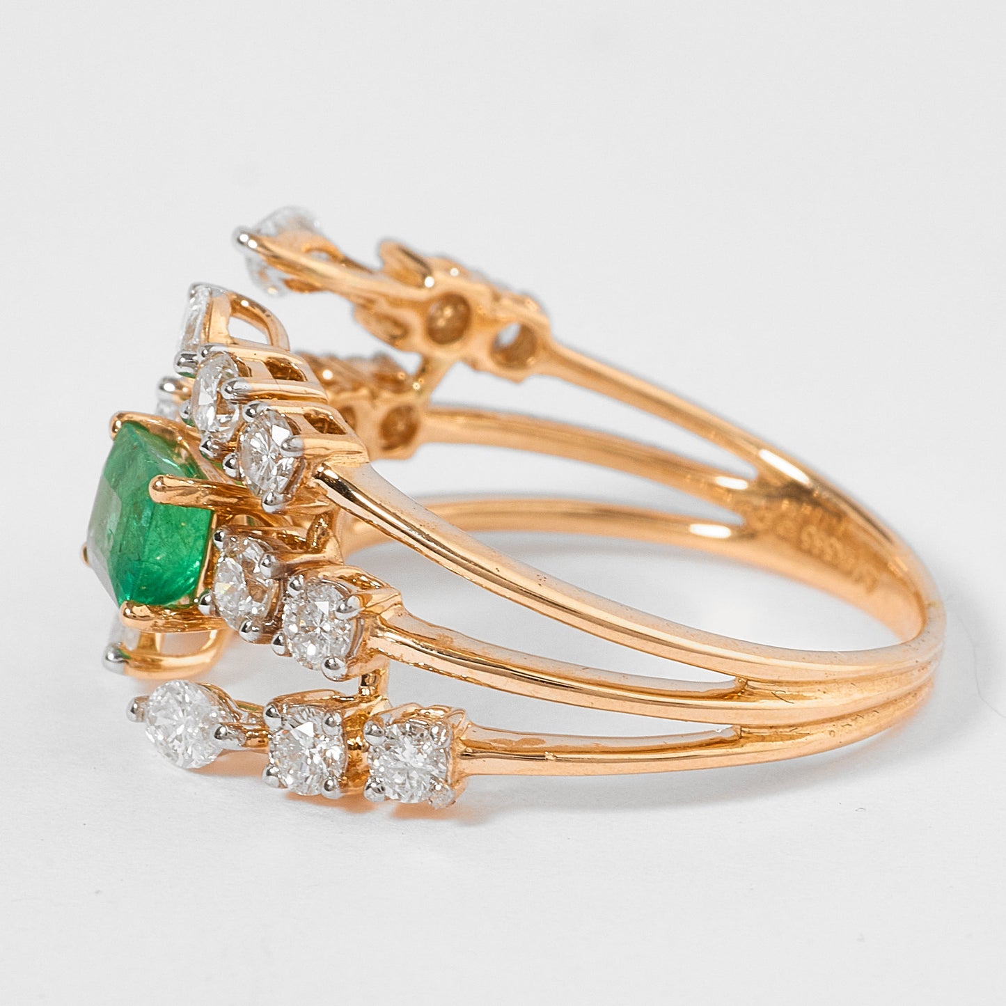 Emerald Diamond Cluster Ring