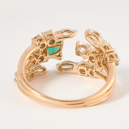 Emerald Diamond Cluster Ring