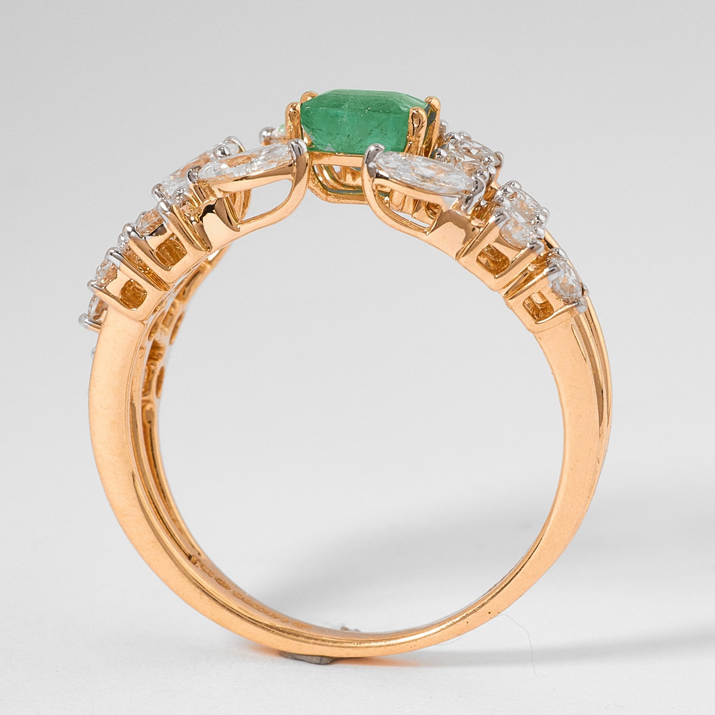 Emerald Diamond Cluster Ring