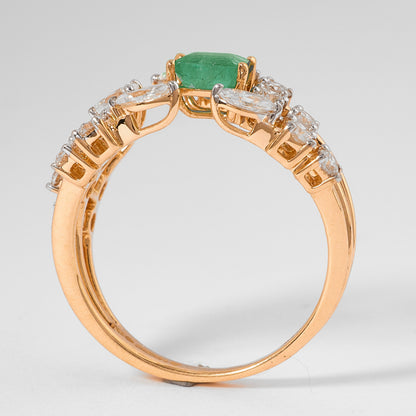 Emerald Diamond Cluster Ring