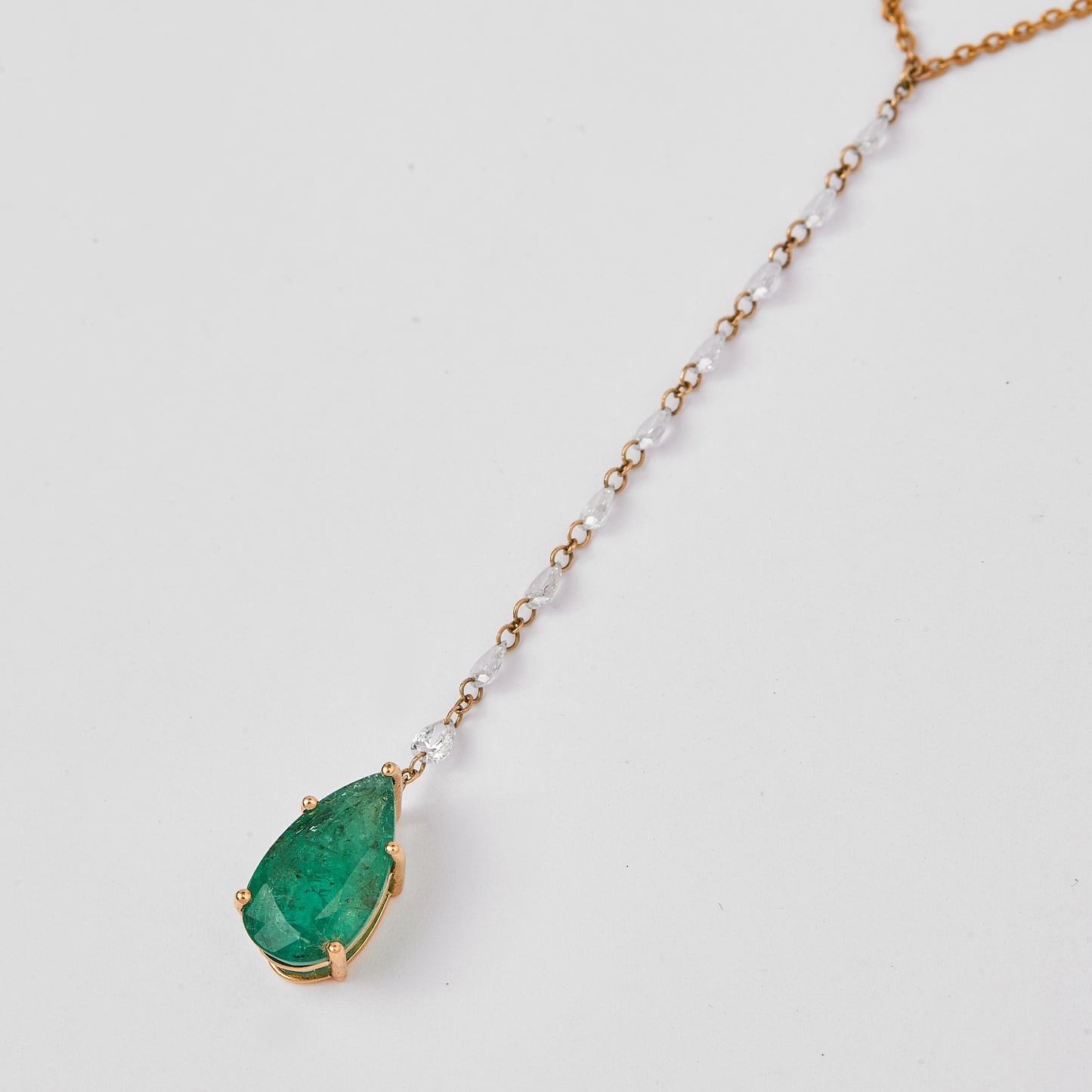Emerald Diamond Drop Necklace