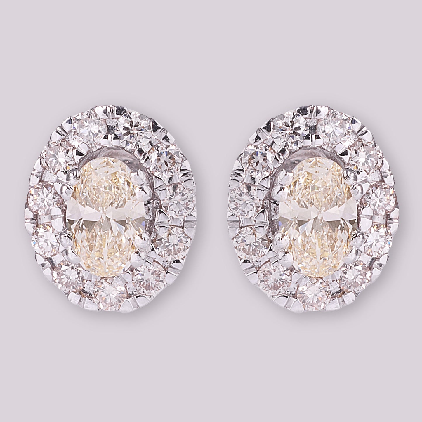 Oval Diamond Halo Stud Earrings