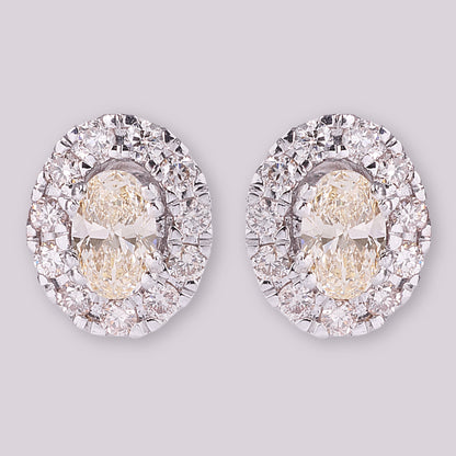 Oval Diamond Halo Stud Earrings